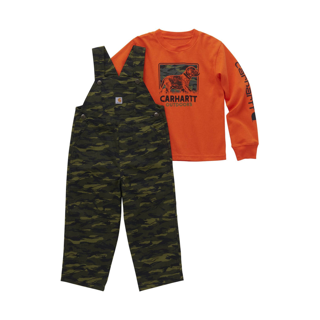 Carhartt Boys' Toddler Long Sleeve Shirt Canvas Print Overall Set - Camo/Green - Lenny's Shoe & Apparel