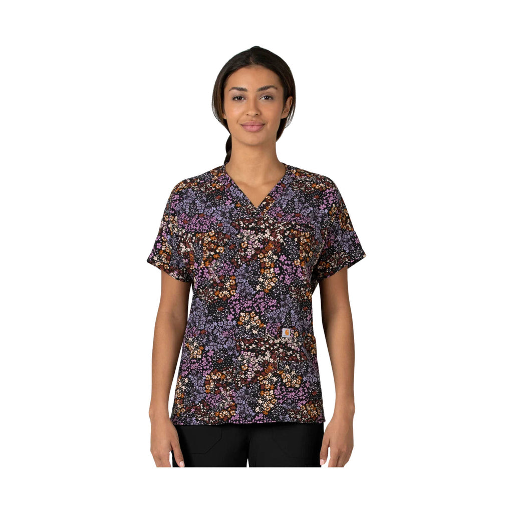 Carhartt Women's Oversized V Neck Print Scrub Top - Mini Floral - Lenny's Shoe & Apparel