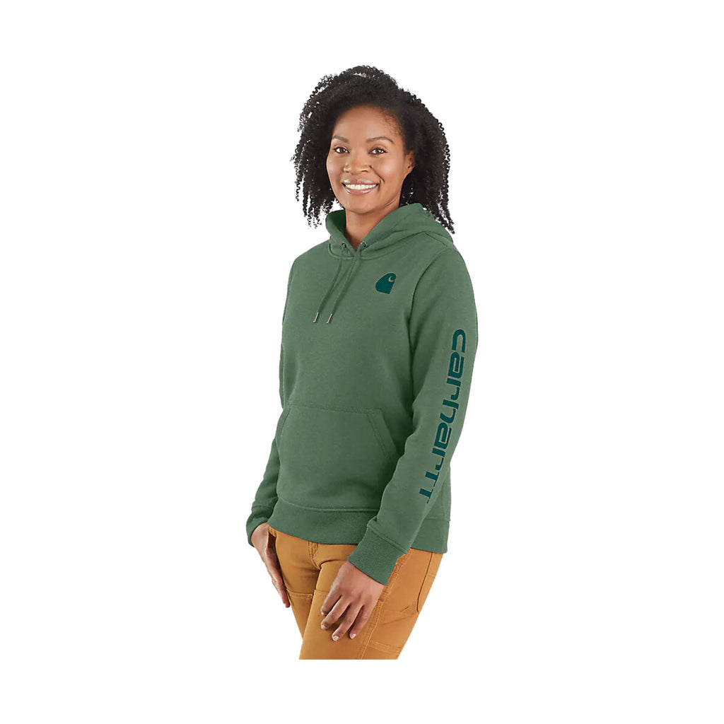 Carhartt Women's Relaxed Fit Midweight Logo Sleeve Graphic Sweatshirt - Frosted Balsam - Lenny's Shoe & Apparel