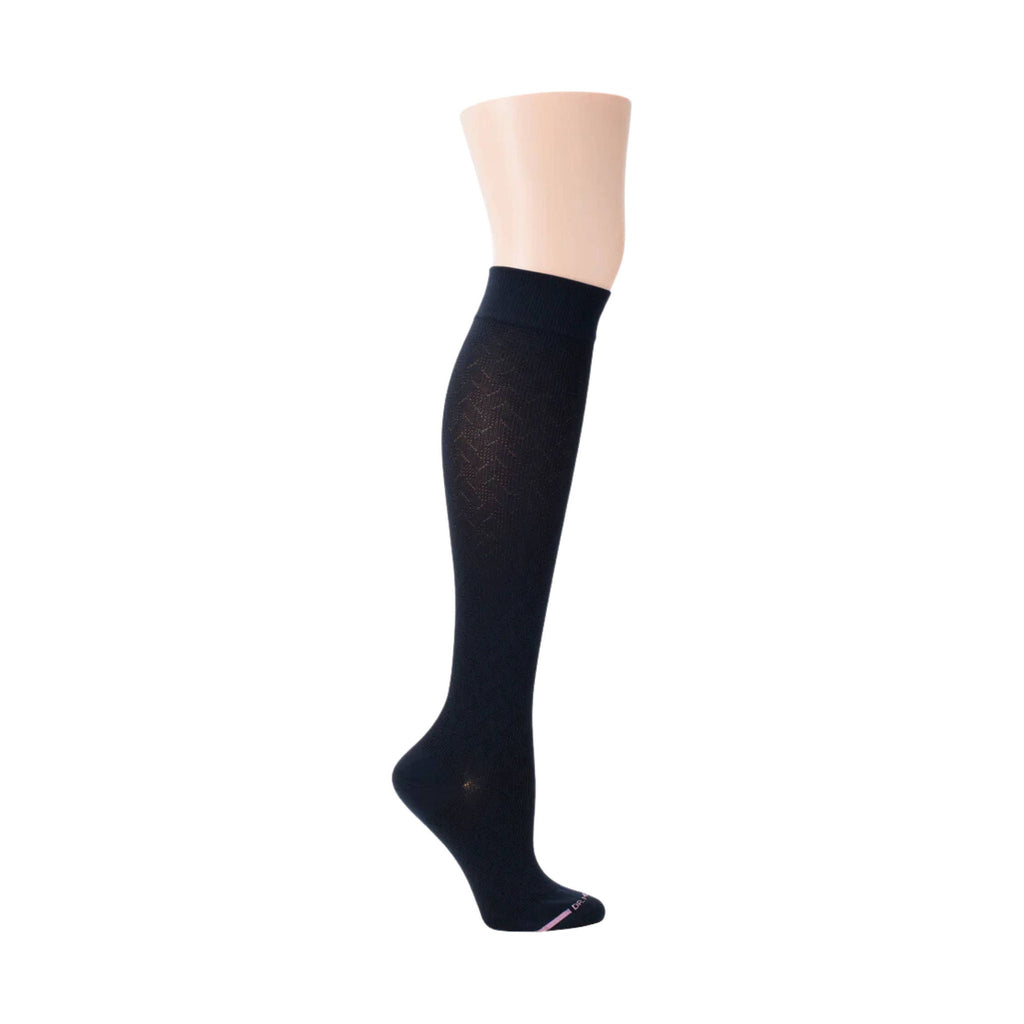 Dr. Motion Women's Basket Weave Pattern Knee High Compression Socks - Navy - Lenny's Shoe & Apparel