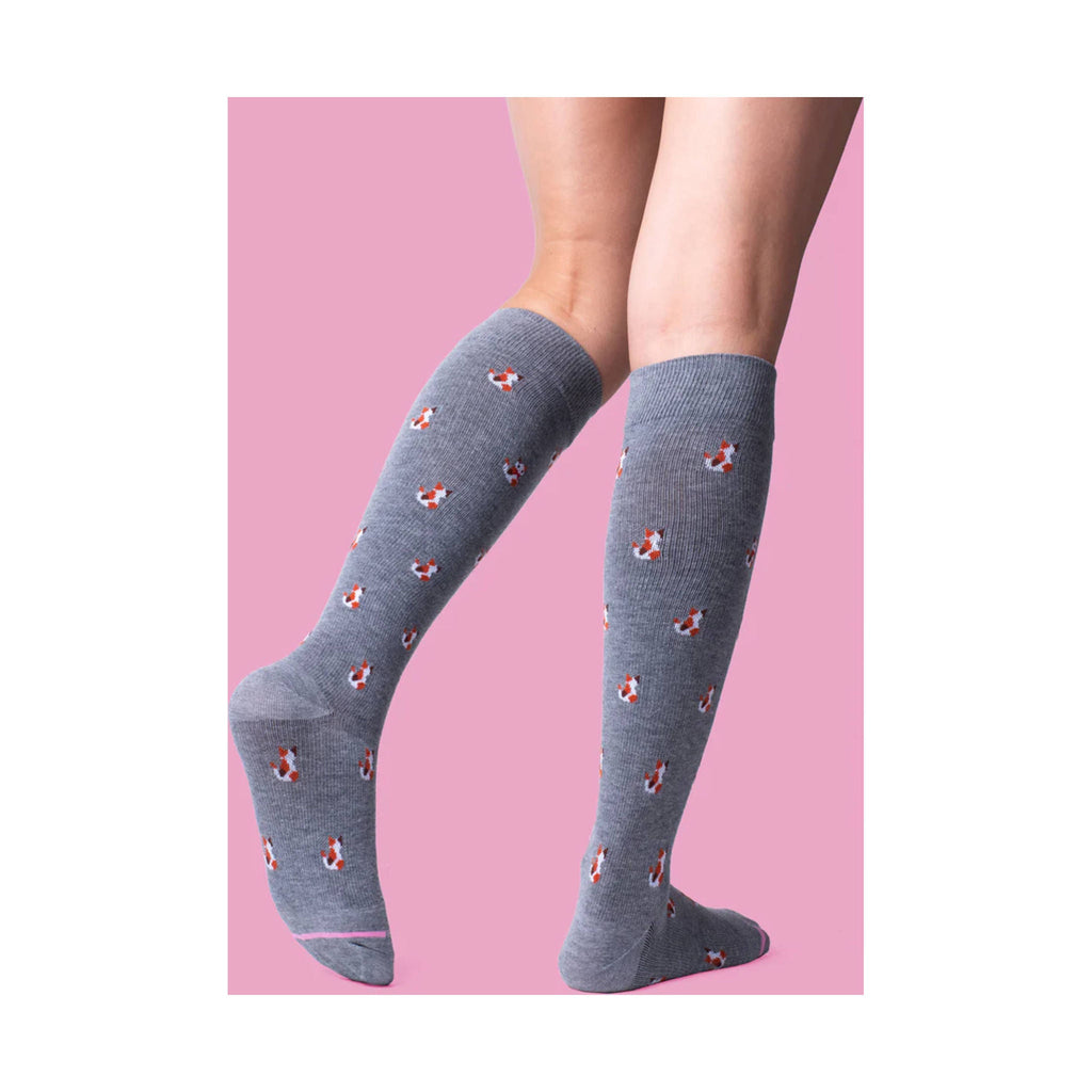 Dr. Motion Women's Cats Knee High Compression Socks - Grey Heather - Lenny's Shoe & Apparel