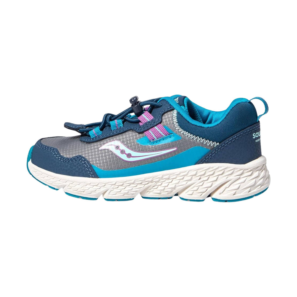 Saucony Kids' Wind Shield 3.0 Shoes - Navy/Grey/Turquoise FINAL SALE - Lenny's Shoe & Apparel