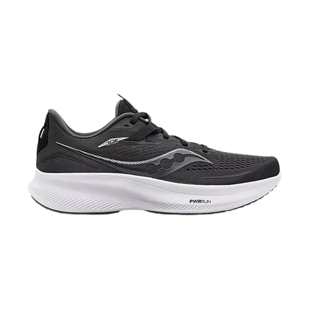 Saucony Men's Ride 15 Running Shoes - Black/White - Lenny's Shoe & Apparel