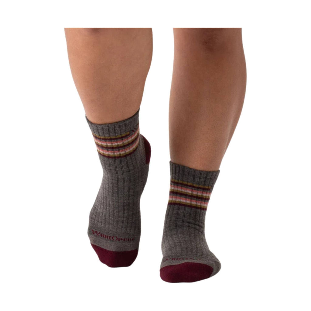 Wide Open Women's Multi Stripe Cushioned Micro Crew Socks - Taupe - Lenny's Shoe & Apparel