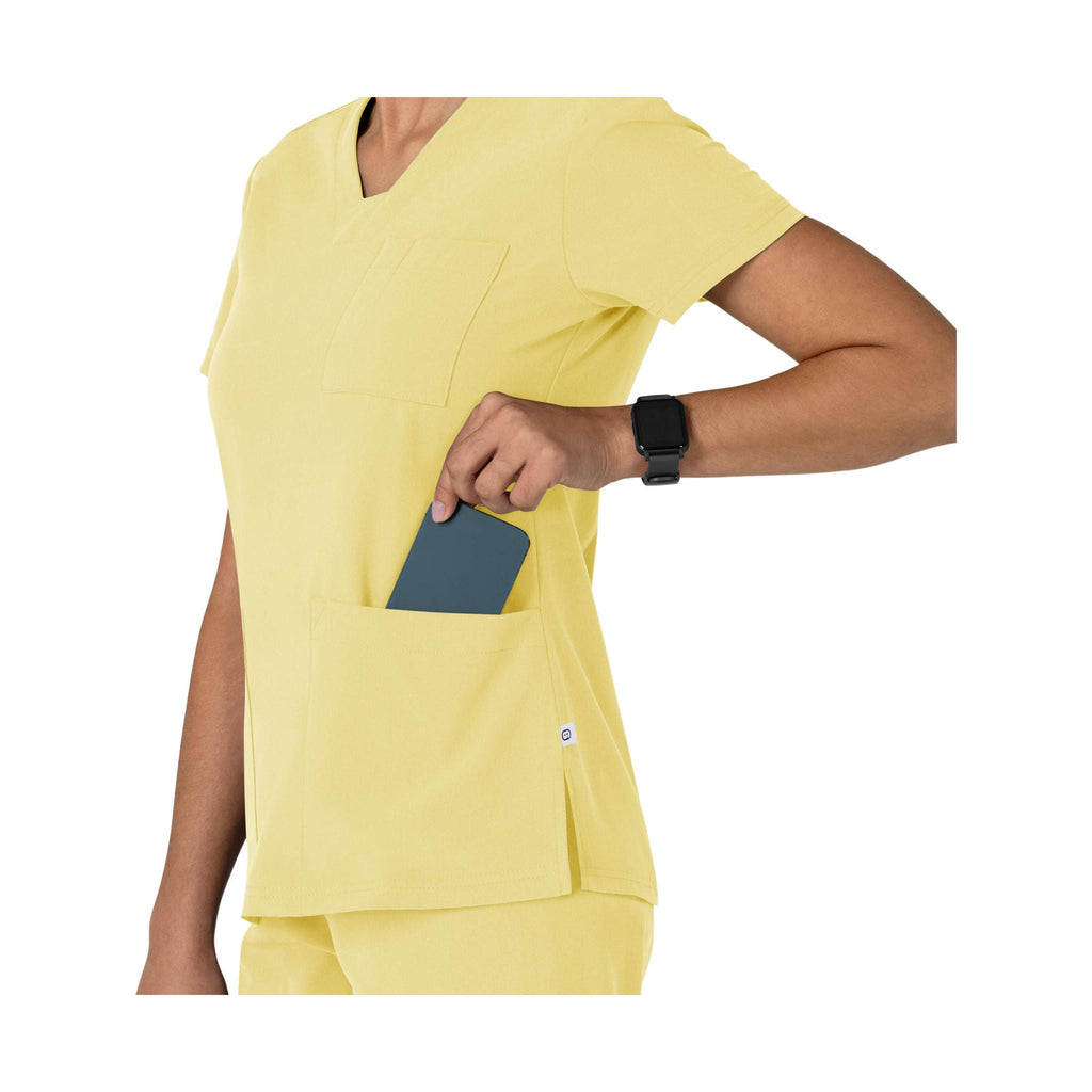 Wonder Wink Women's V Neck Flex Panel Scrub Top - Sunshine Yellow - Lenny's Shoe & Apparel