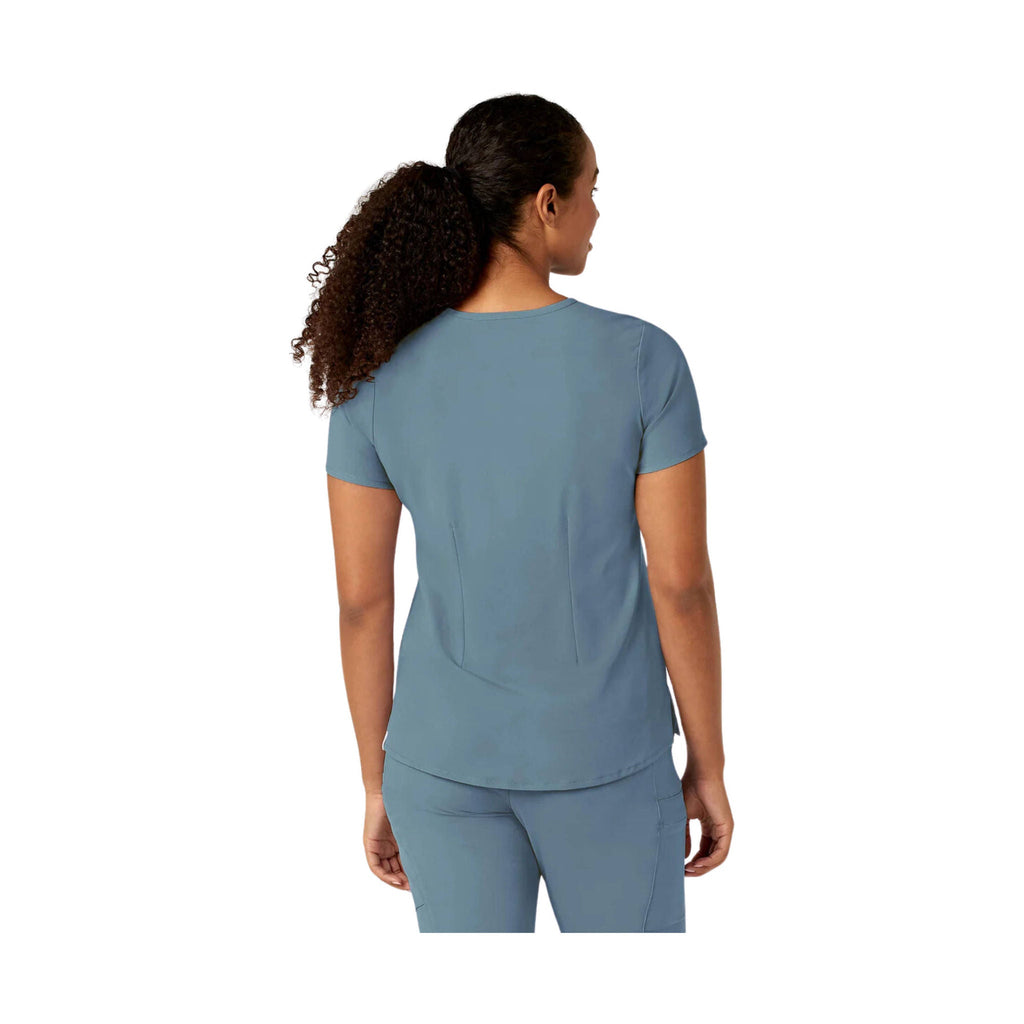 WonderWink Renew Women's Mandarin Collar Tuck In Scrub Top - Elemental Blue - Lenny's Shoe & Apparel