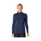 WonderWink Women's Long Sleeve Mock Neck Silky Tee - Navy - ONLINE STORE CREDIT/EXCHANGE ONLY - Lenny's Shoe & Apparel