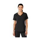 WonderWink Women's Renew Zip Accent Scrub Top - Black - Lenny's Shoe & Apparel