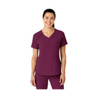 WonderWink Women's Renew Zip Accent Scrub Top - Wine - Lenny's Shoe & Apparel