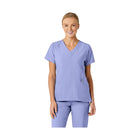 WonderWink Women's Stylized V-Neck Scrub Top - Ceil Blue - Lenny's Shoe & Apparel