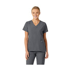 WonderWink Women's Stylized V-Neck Scrub Top - Pewter - Lenny's Shoe & Apparel