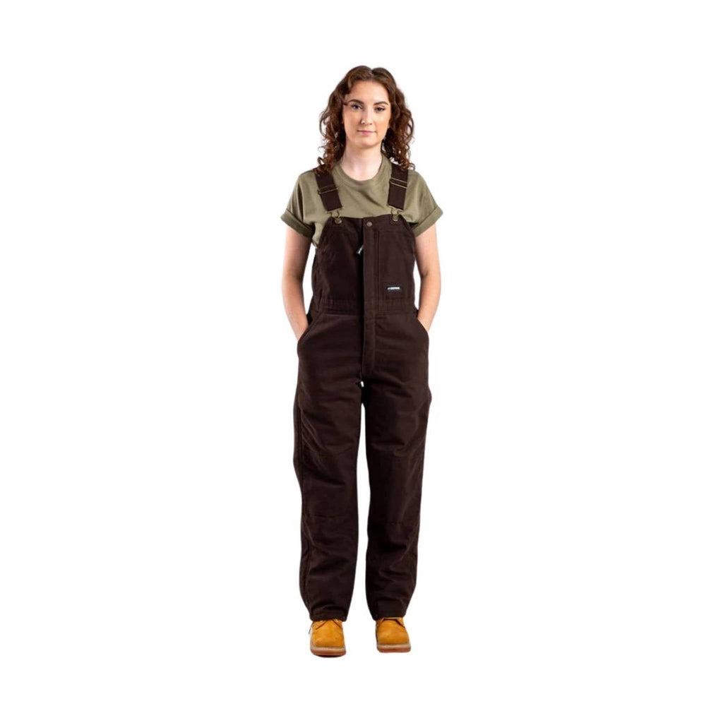 Berne Women's Washed Insulated Bib overall - Dark Brown - Lenny's Shoe & Apparel