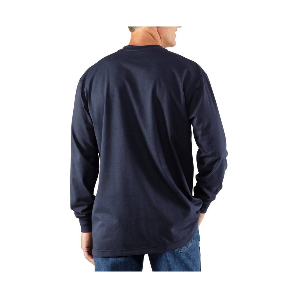 Carhartt Men`s Flame-Resistant Force Cotton Long Sleeve Henley - Dark Navy - Lenny's Shoe & Apparel