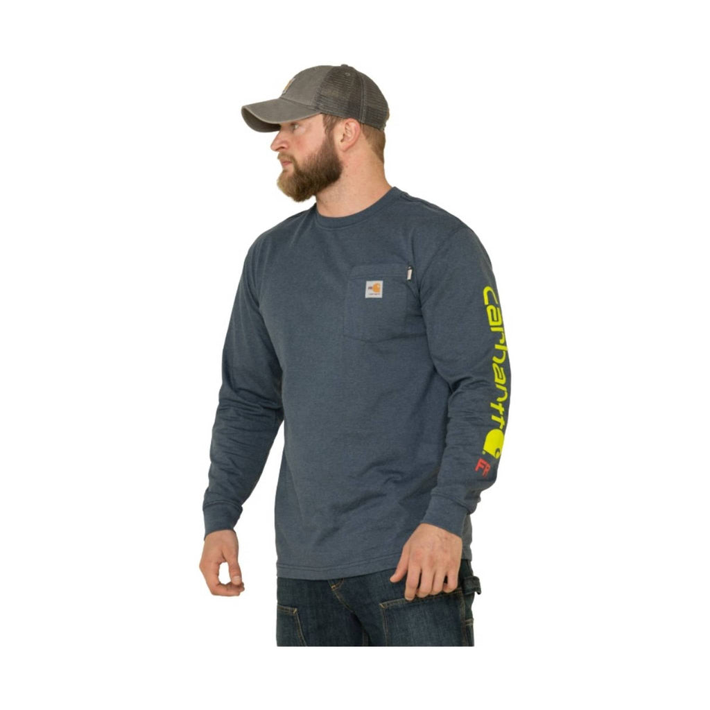 Carhartt Men's Flame Resistant Force Long-Sleeve T-Shirt - Dark Blue Heather - Lenny's Shoe & Apparel