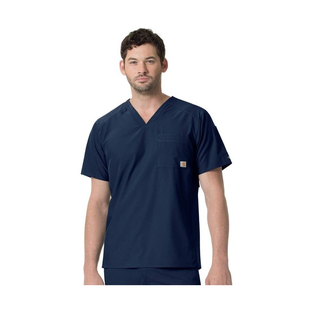 Carhartt Men's Slim Fit V-Neck Scrub Top - Navy - Lenny's Shoe & Apparel