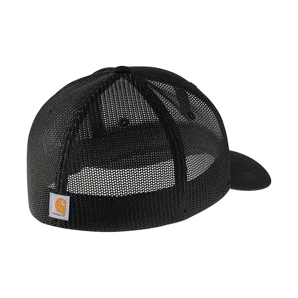 Carhartt Rugged Flex Fitted Canvas Mesh Back Logo Graphic Cap - Black - Lenny's Shoe & Apparel