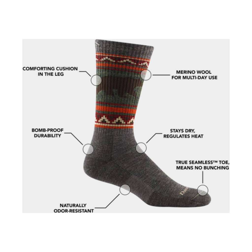 Darn Tough Vermont Men's VanGrizzle Midweight Hiker Boot Sock - Charcoal - Lenny's Shoe & Apparel