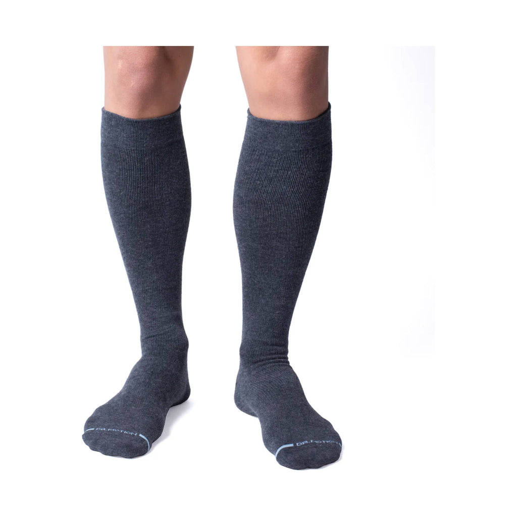 Dr. Motion Men's Solid Cotton Blend Knee High Sock - Grey Heather - Lenny's Shoe & Apparel