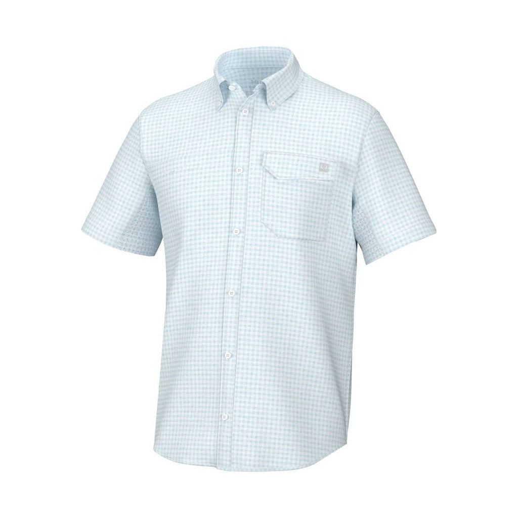 Huk Men's Tide Point Break Short Sleeve Minicheck - Crystal Blue - Lenny's Shoe & Apparel