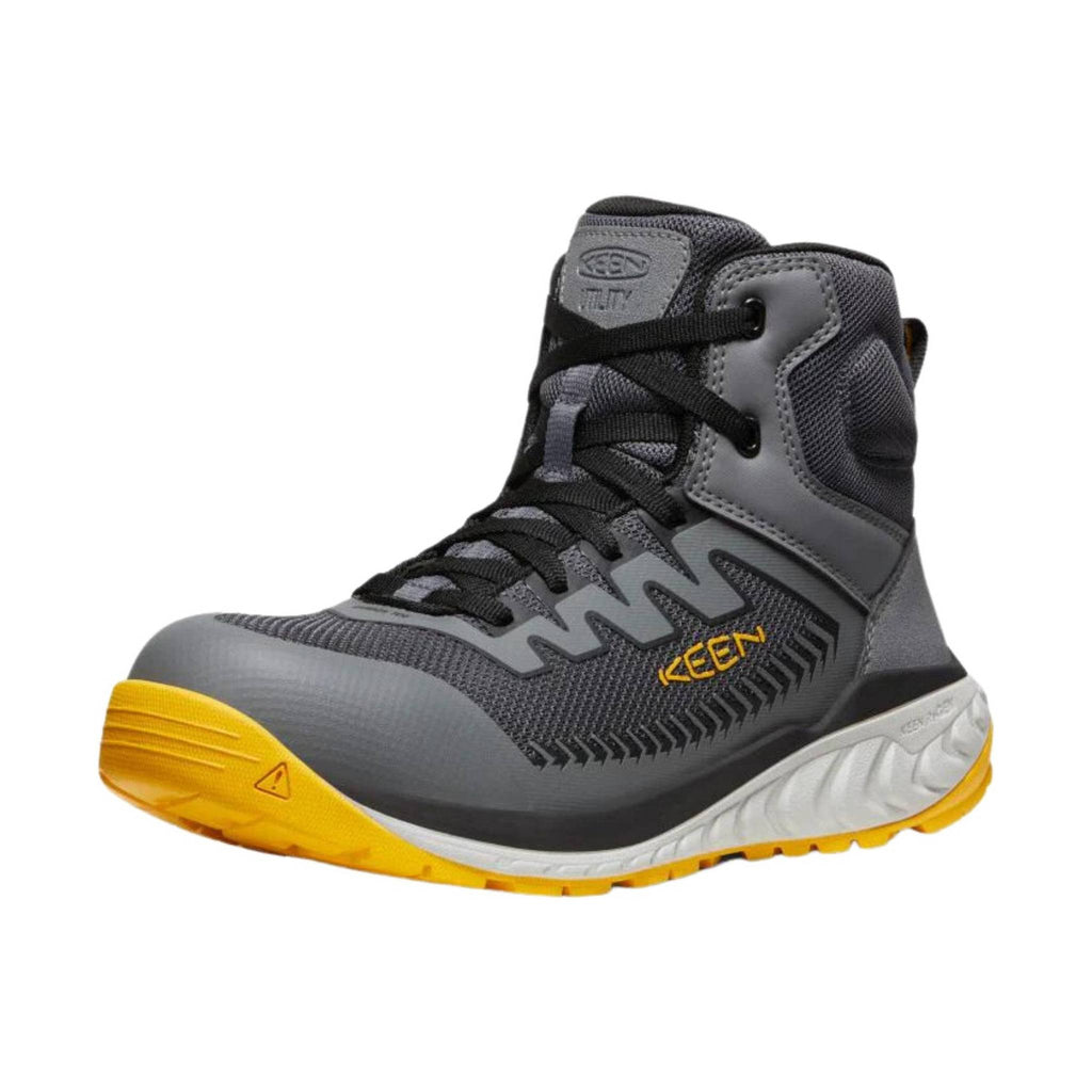 KEEN Utility Men's Arvada Carbon Fiber Toe Mid Work Boot - Grey/Yellow - Lenny's Shoe & Apparel