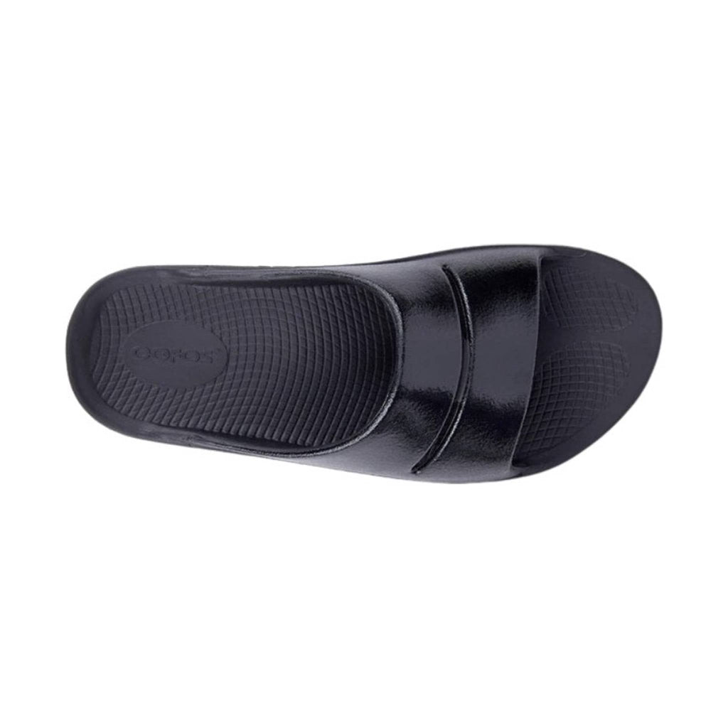 OOfos Women's OOahh Luxe Slide - Glossy Black - Lenny's Shoe & Apparel