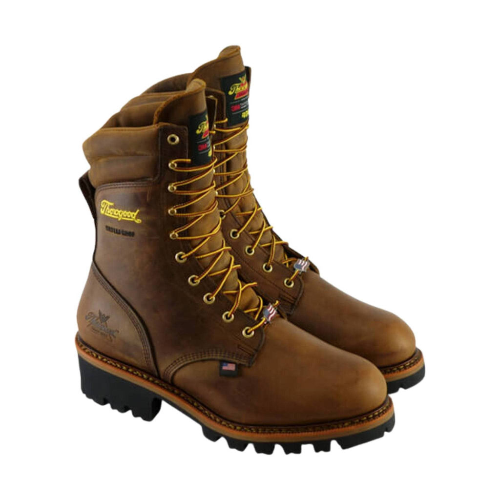 Thorogood Men's Logger 9 Inch 400g Insulated Waterproof Steel Toe Work Boot - Brown Trail Crazy Horse - Lenny's Shoe & Apparel