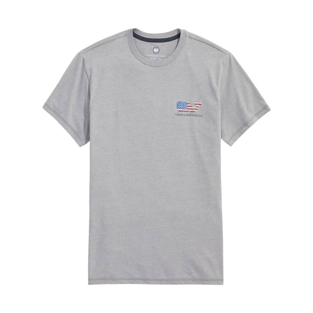 Vineyard Vines Men's American Flag Whale Short-Sleeve Dunes Tee - Grey Heather - Lenny's Shoe & Apparel