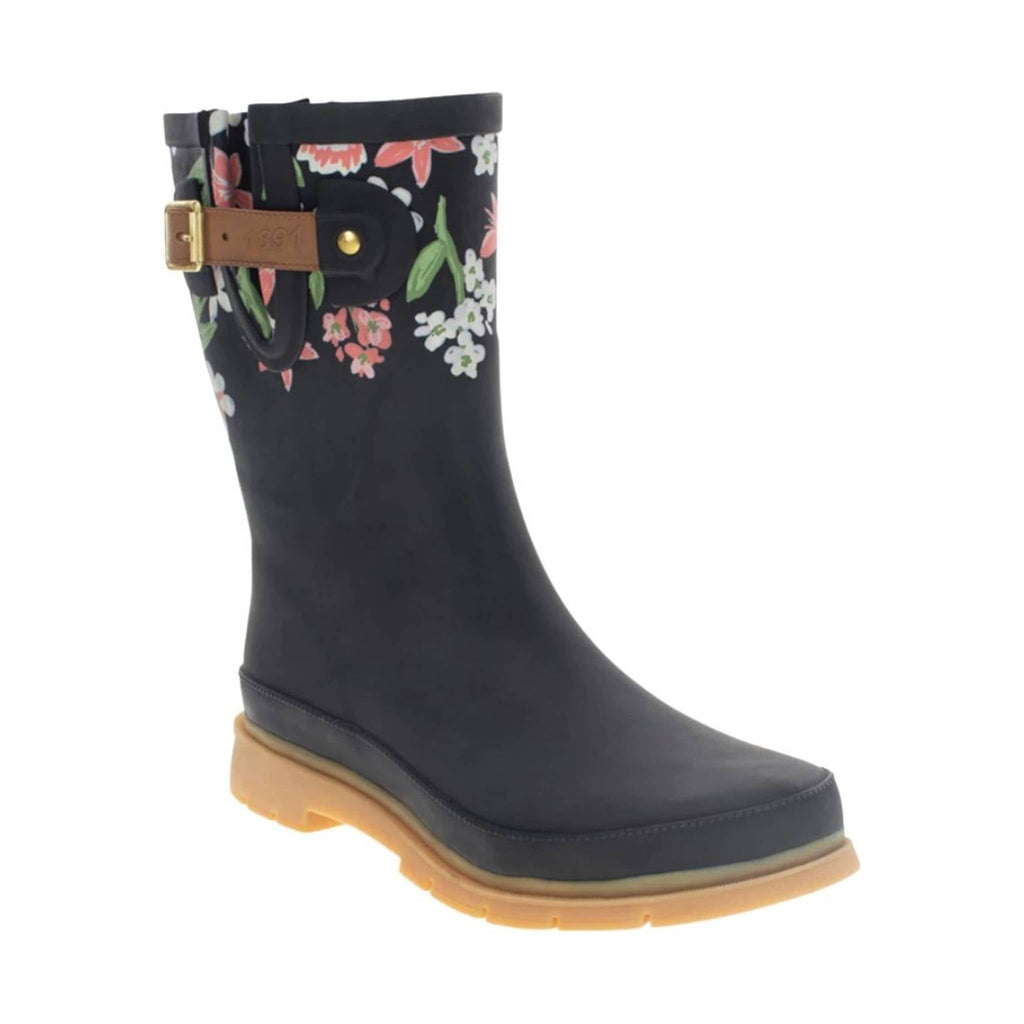 Western Chief Women's Brushed Petals Mid Rain Boots - Black - Lenny's Shoe & Apparel