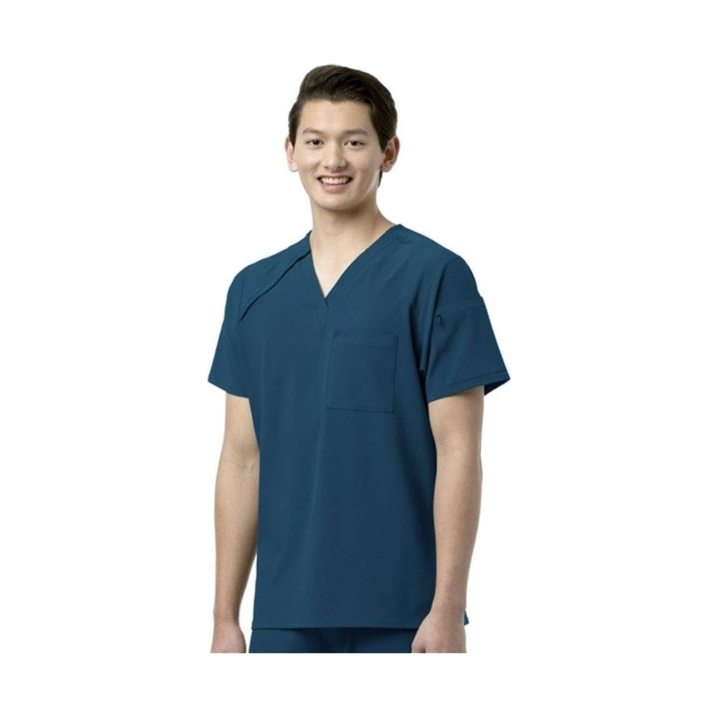 WonderWink Men's EZ Zip Scrub Top - Caribbean - Lenny's Shoe & Apparel